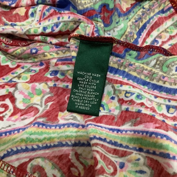 Lauren Ralph Lauren women’s red paisley sleeveless ruffle summer knit dress S - Picture 6 of 9